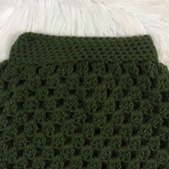 Handmade Crochet Poncho Shall Macrame Green - Picture 5 of 6